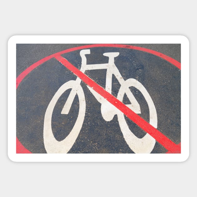 No cycling zone symbol on pavement red crossed circle Sticker by brians101